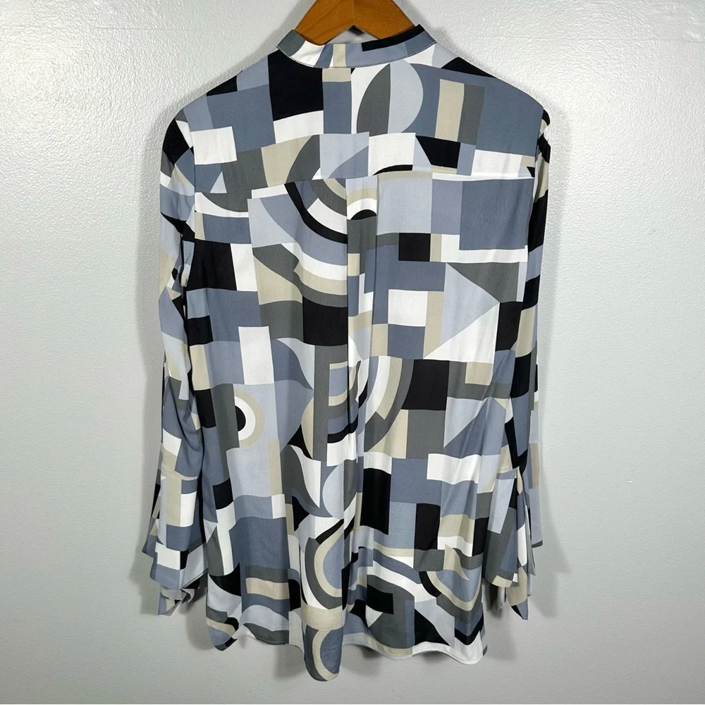 Lafayette 148 New York Scottie Abstract Geometric Blouse Size Small Contemporary - Picture 4 of 14